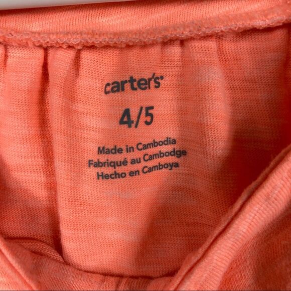 Carter's Orange Cap Sleeve Tee Girl's Size 4/5 - Picture 4 of 8